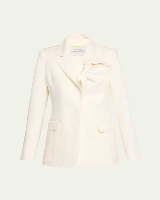 Oslo Knot Single-Breasted Linen Blazer